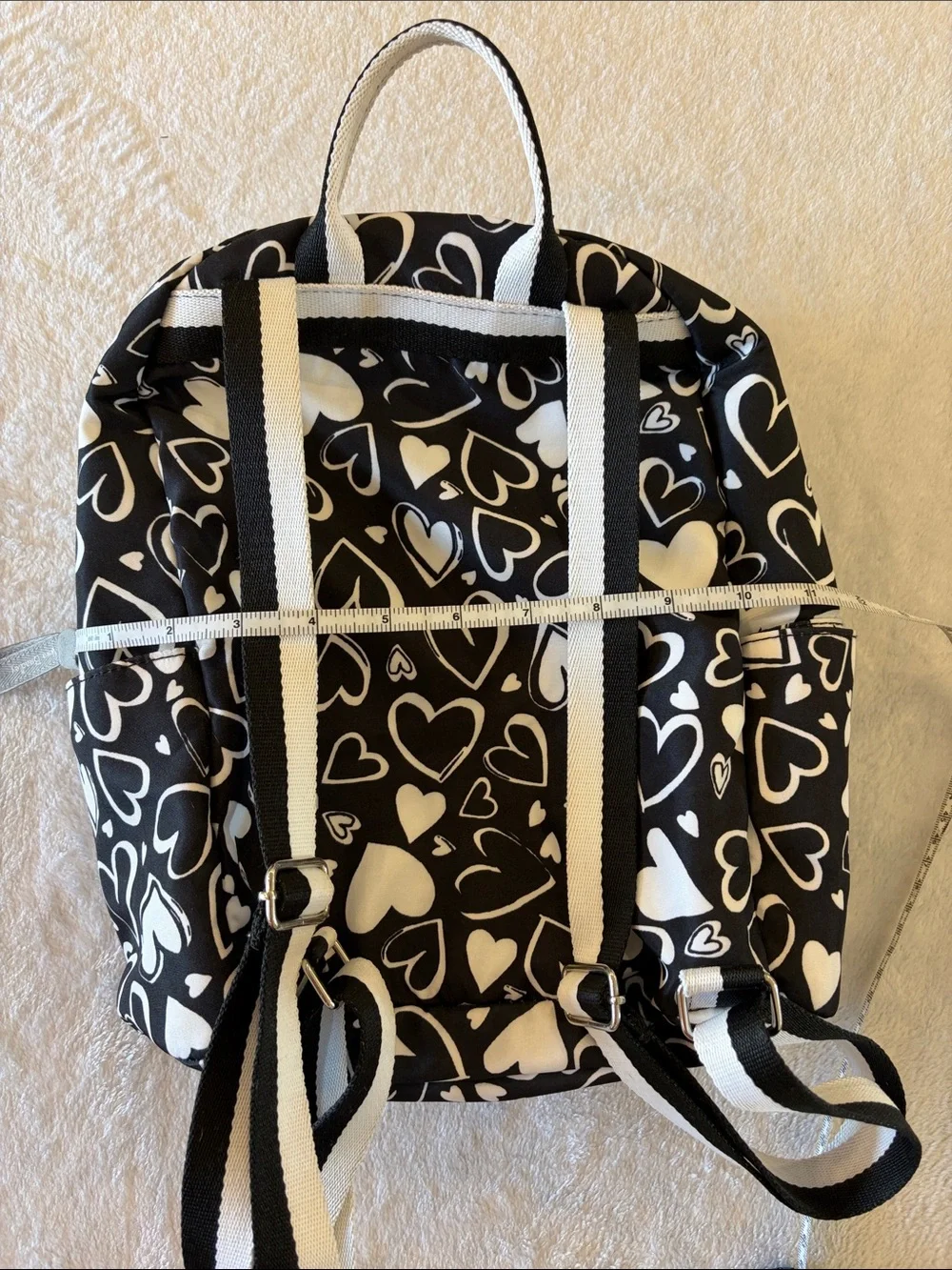 Brighton 13 inch Love Heart Print Mini Backpack - Black & White